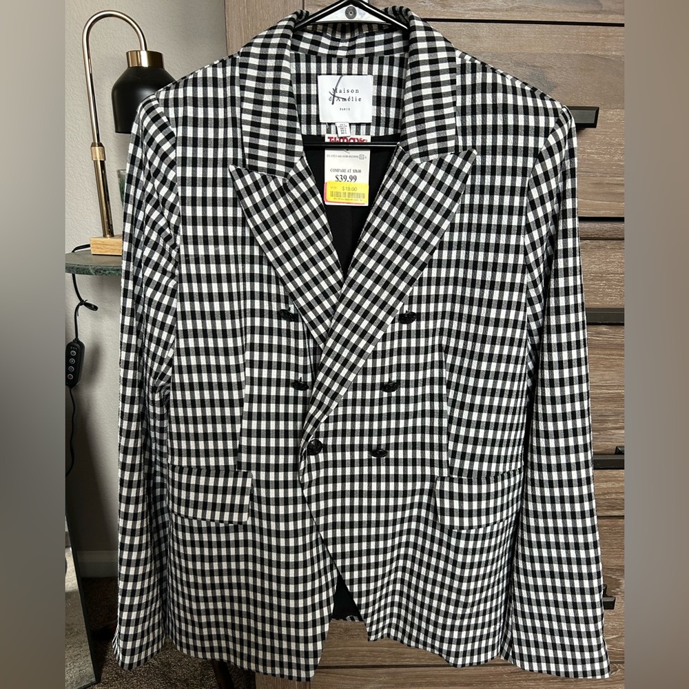 White Checkered Blazer